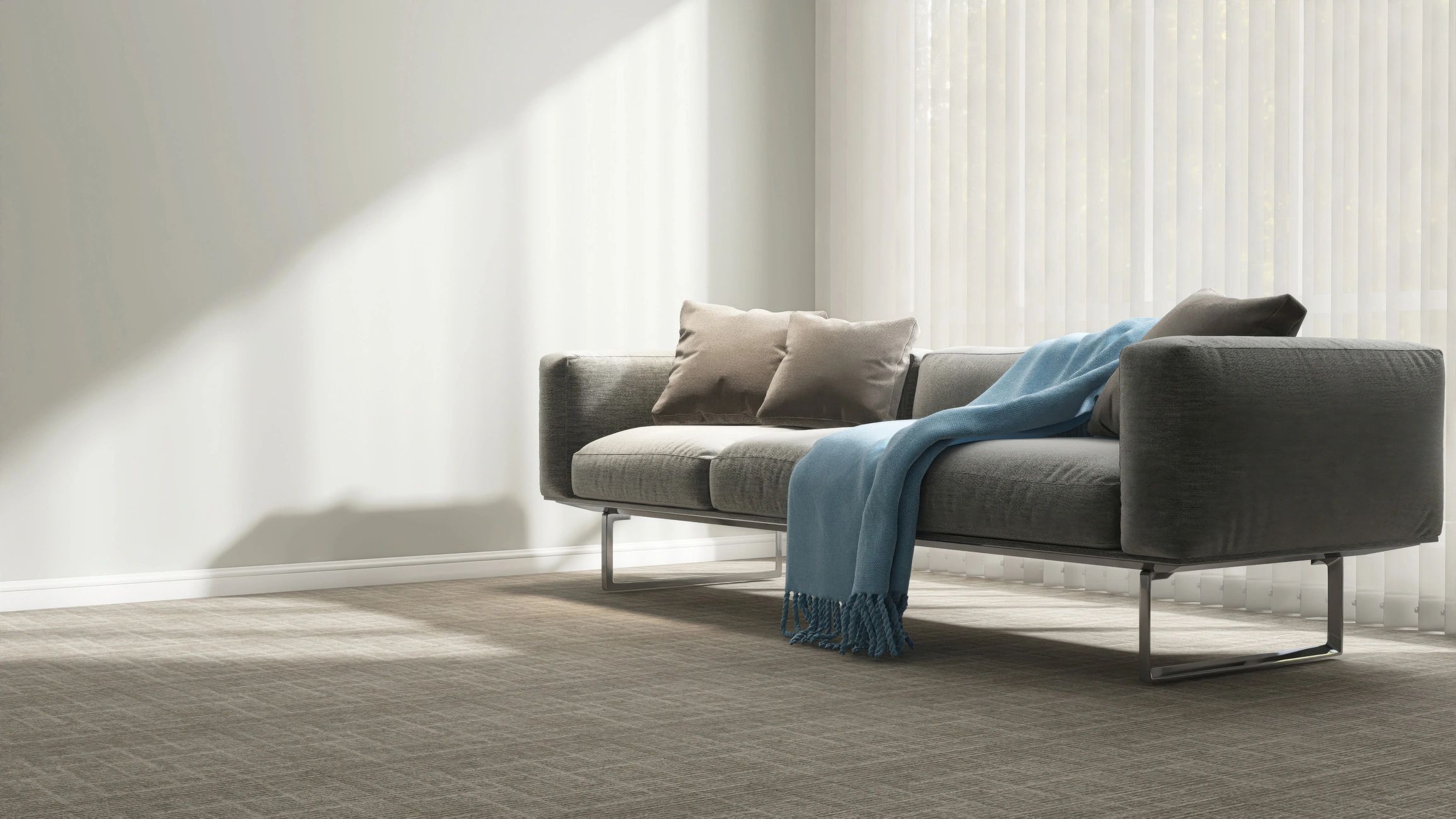 Residential living room with carpet flooring